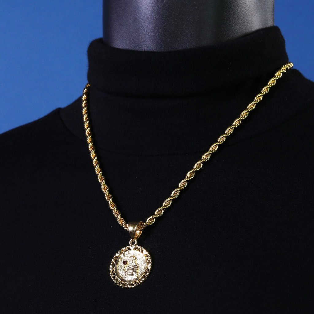 14k Saint Barbara Medallion + Necklace